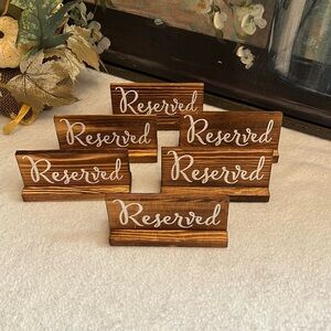 Set of 6 Mini Reserved Signs with Stands